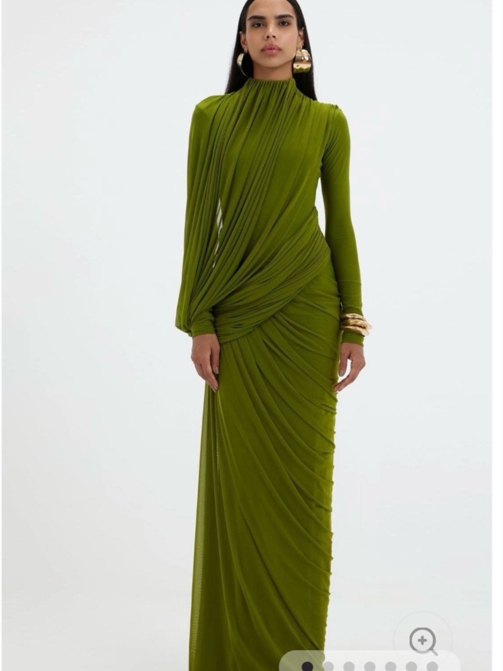 Mesh Gathering Long Sleeve Maxi Dress